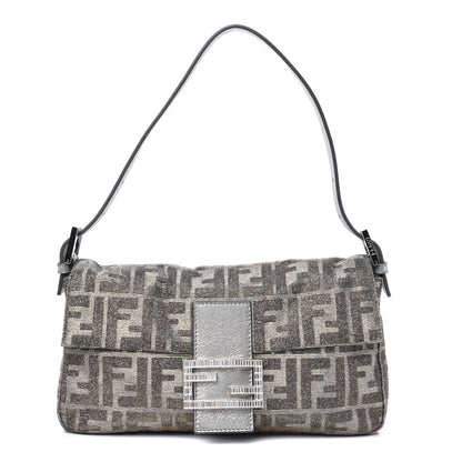 Fendi Metallic Lurex Zucca Vitello Baguette Oro Argento 1 of 11