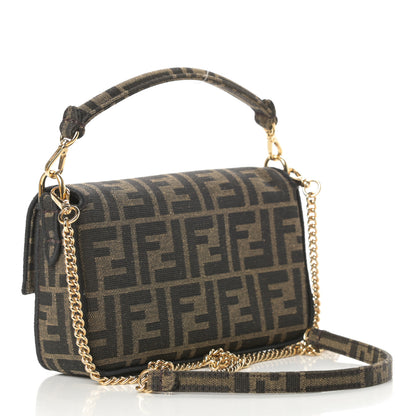 Fendi Fabric Jacquard FF 1974 Mini Baguette Tobacco Moro Black 3 of 11