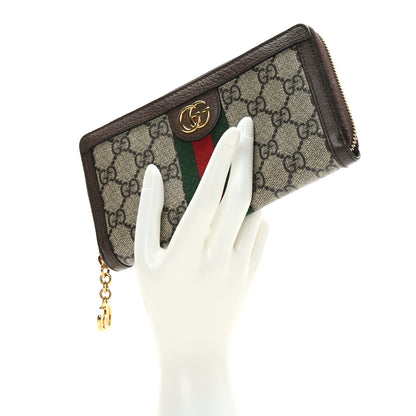 Gucci GG Supreme Monogram Web Ophidia Zip Around Wallet Brown 2 of 7