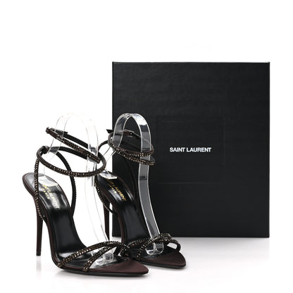 Saint Laurent Satin Crystal Ava 105 Sandals 38.5 Amaranth 8 of 8