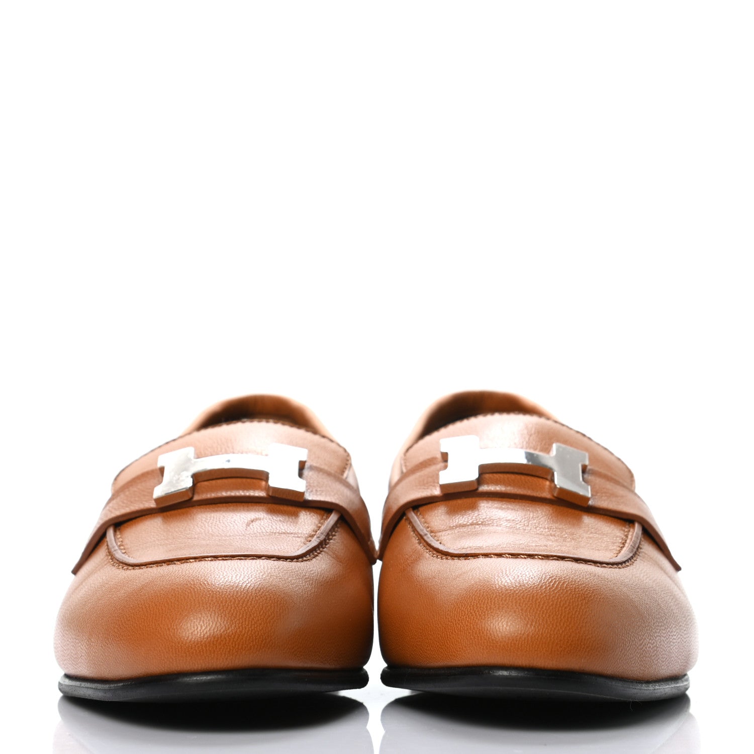 Hermes Goatskin Womens Paris Loafers 35 Gold 2 of 8