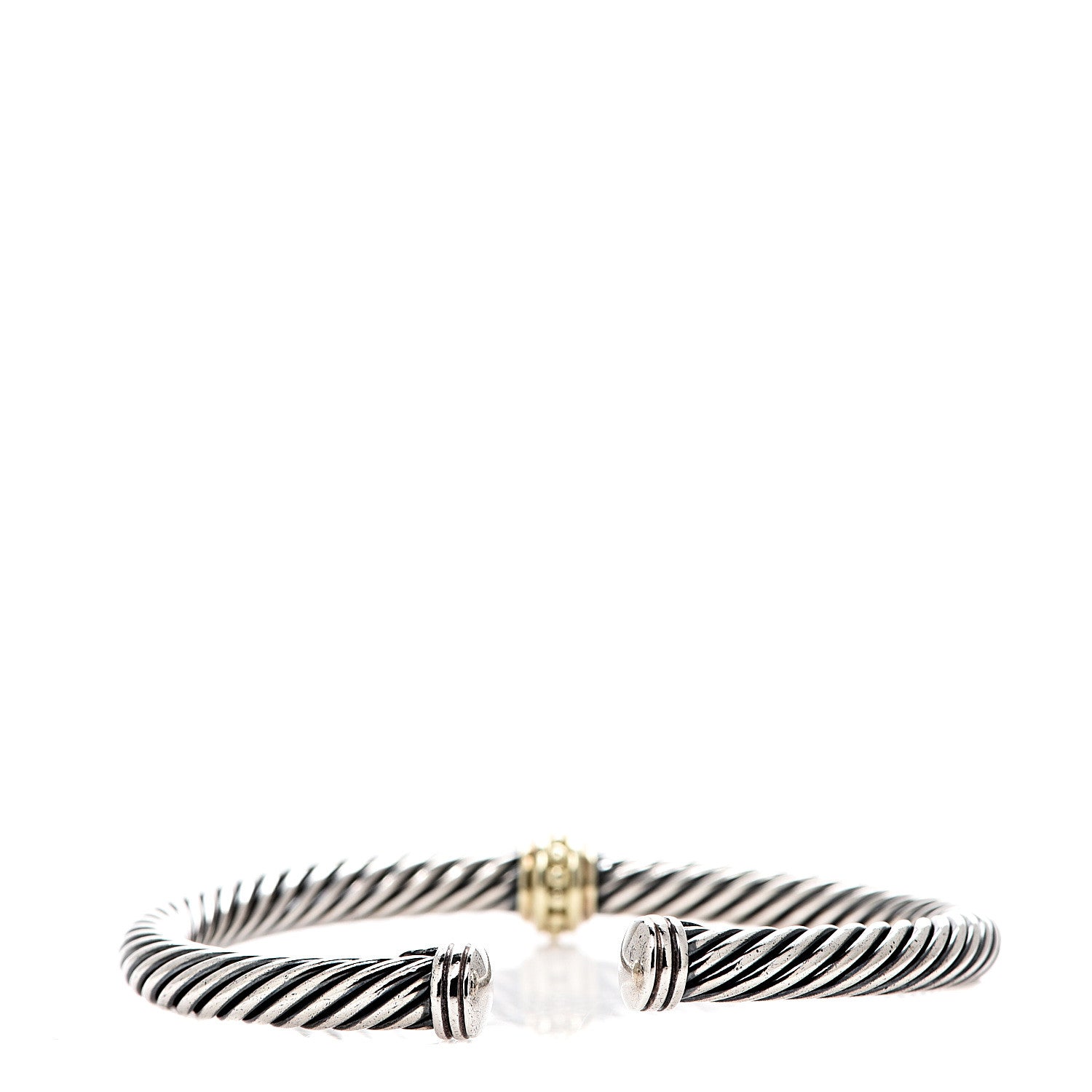 David Yurman Sterling Silver 14K Yellow Gold 5mm Station Cable Bracelet 2 of 3