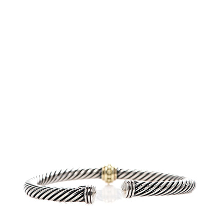 David Yurman Sterling Silver 14K Yellow Gold 5mm Station Cable Bracelet 2 of 3