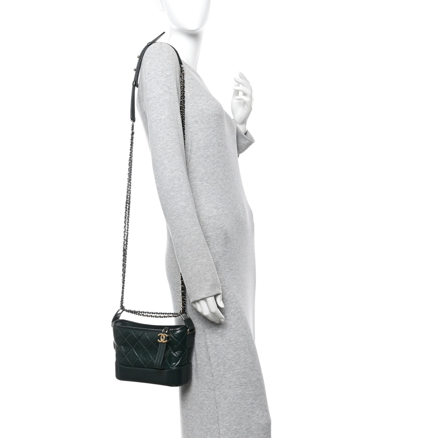 Chanel Aged Calfskin Quilted Small Gabrielle Hobo Dark Green 2 of 13
