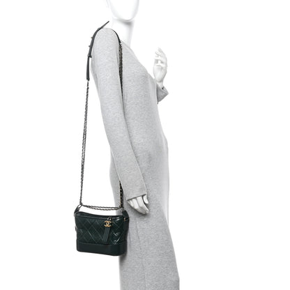 Chanel Aged Calfskin Quilted Small Gabrielle Hobo Dark Green 2 of 13