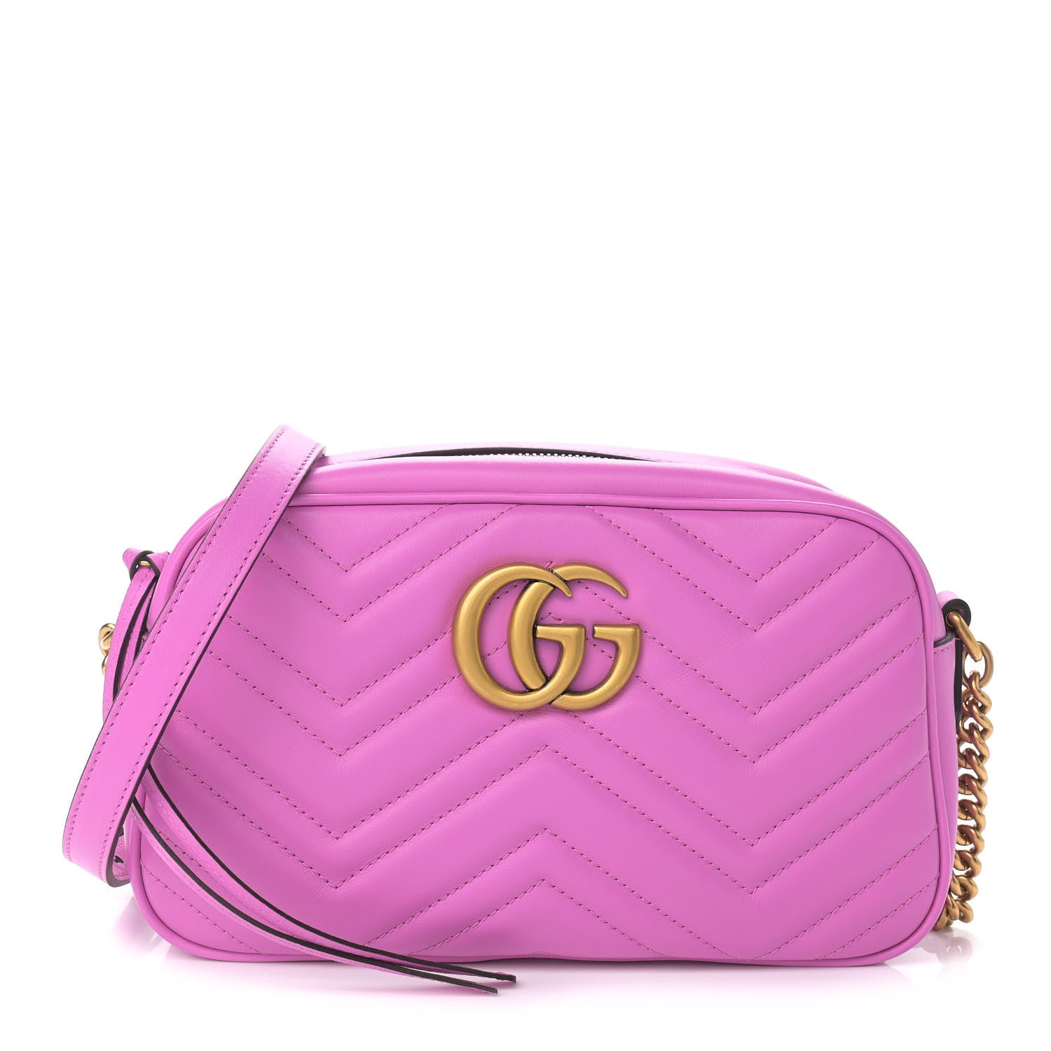 Gucci Calfskin Matelasse Small GG Marmont Chain Shoulder Bag Candy Mousse 1 of 10