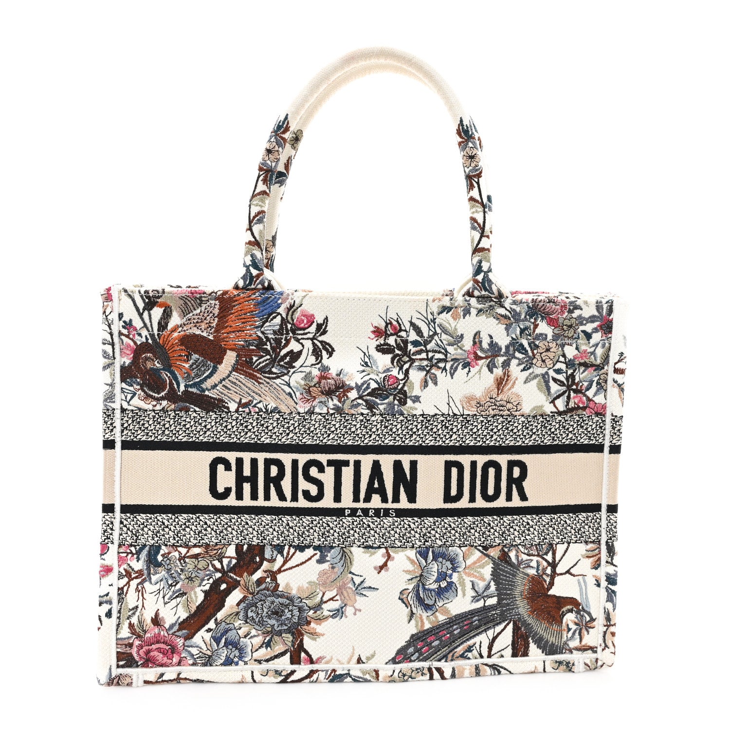 Christian Dior Canvas Embroidered Medium Jardin D'Hiver Book Tote Latte Multicolor 1 of 11