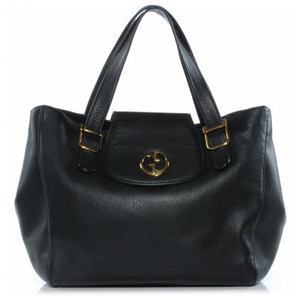 Gucci Pebbled Calfskin Medium 1973 Tote Black 1 of 8