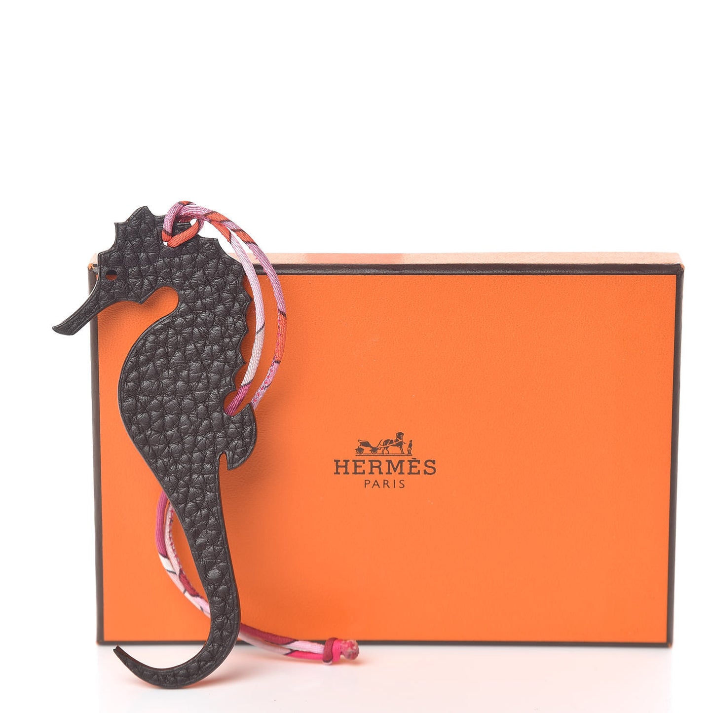 Togo Epsom Petit H Seahorse Bag Charm Chocolate Bleu Electrique