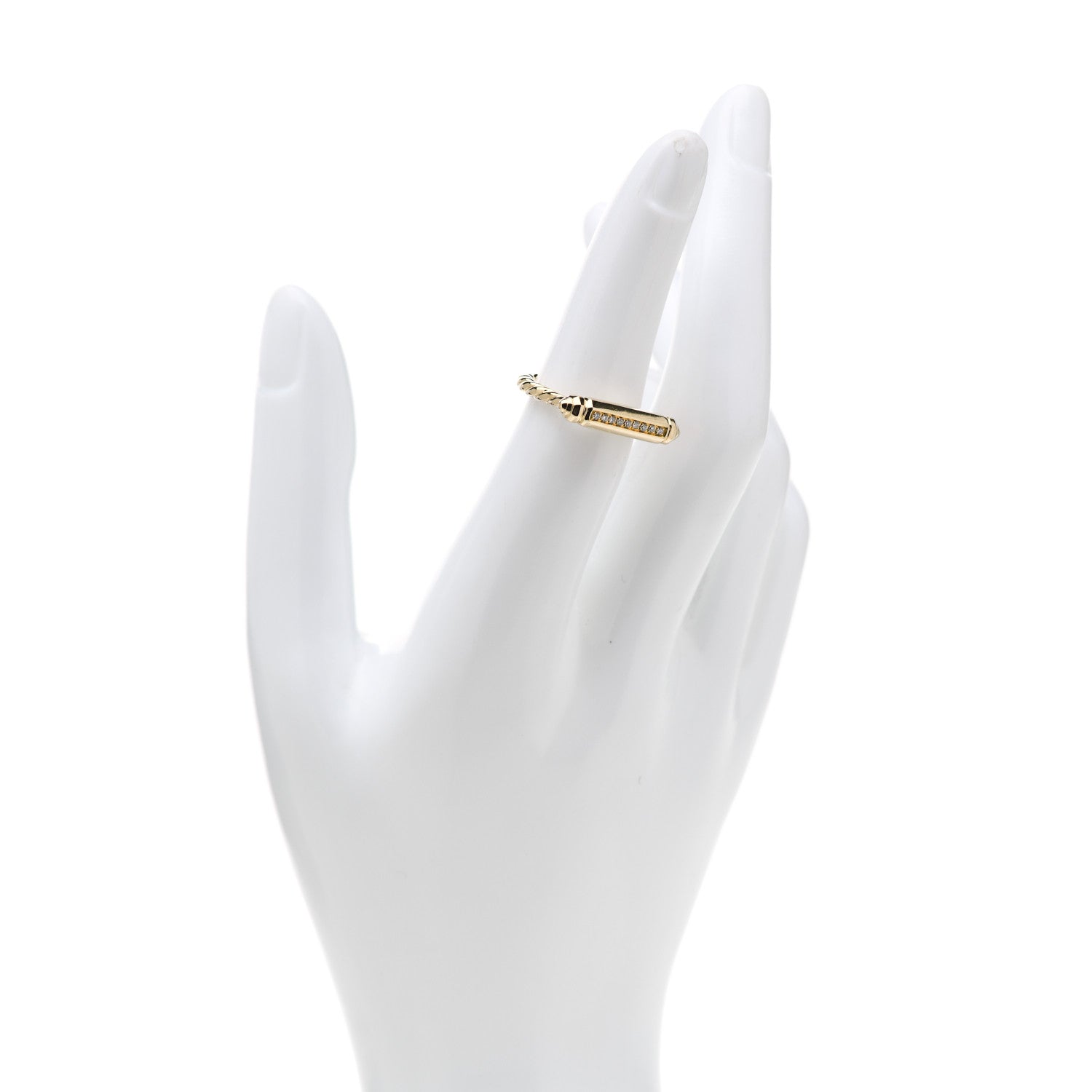 David Yurman 18K Yellow Gold Diamond Lexington Barrel Ring 53 6.5 2 of 6