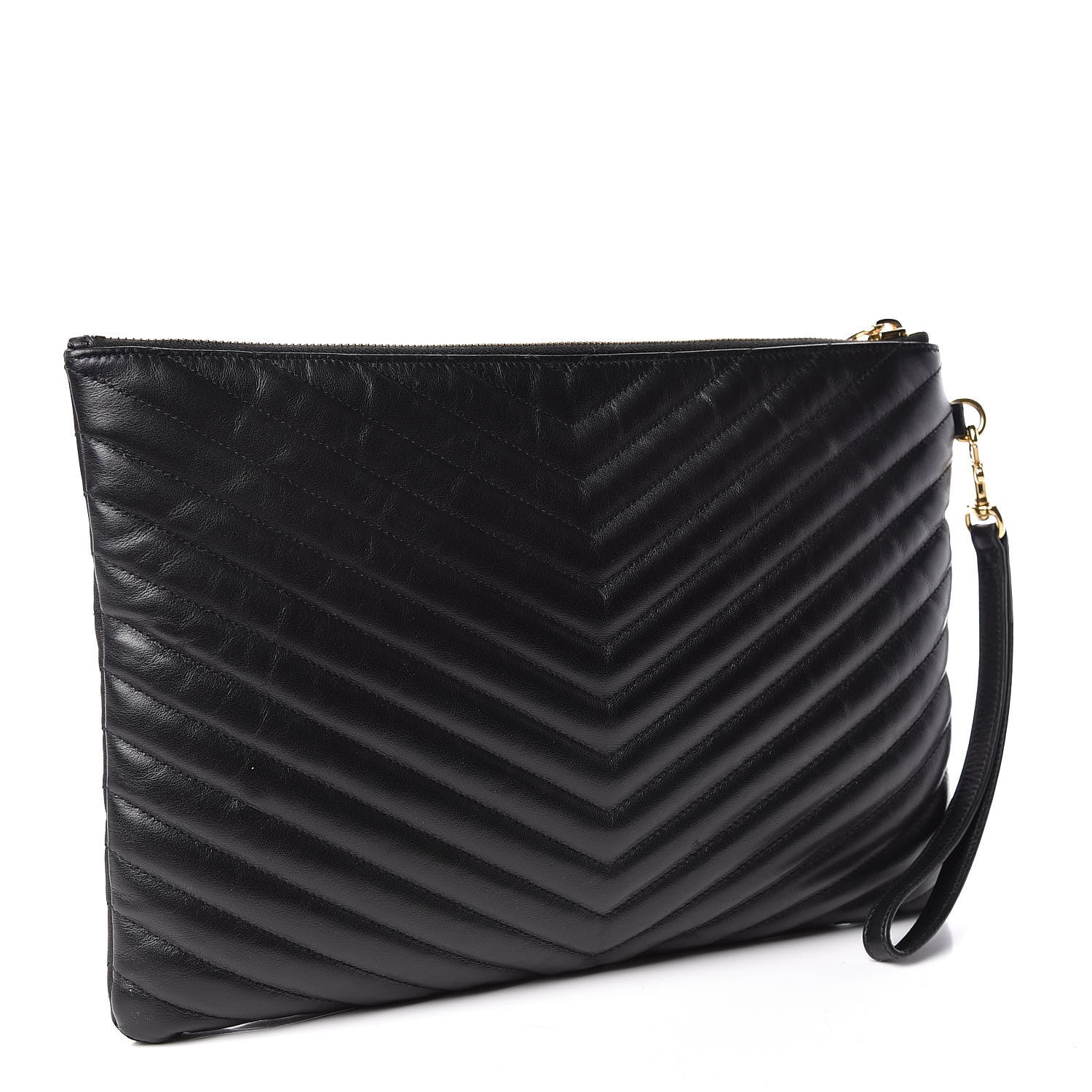 Saint Laurent Calfskin Matelasse Monogram Cassandre Tablet Pouch Black 3 of 9