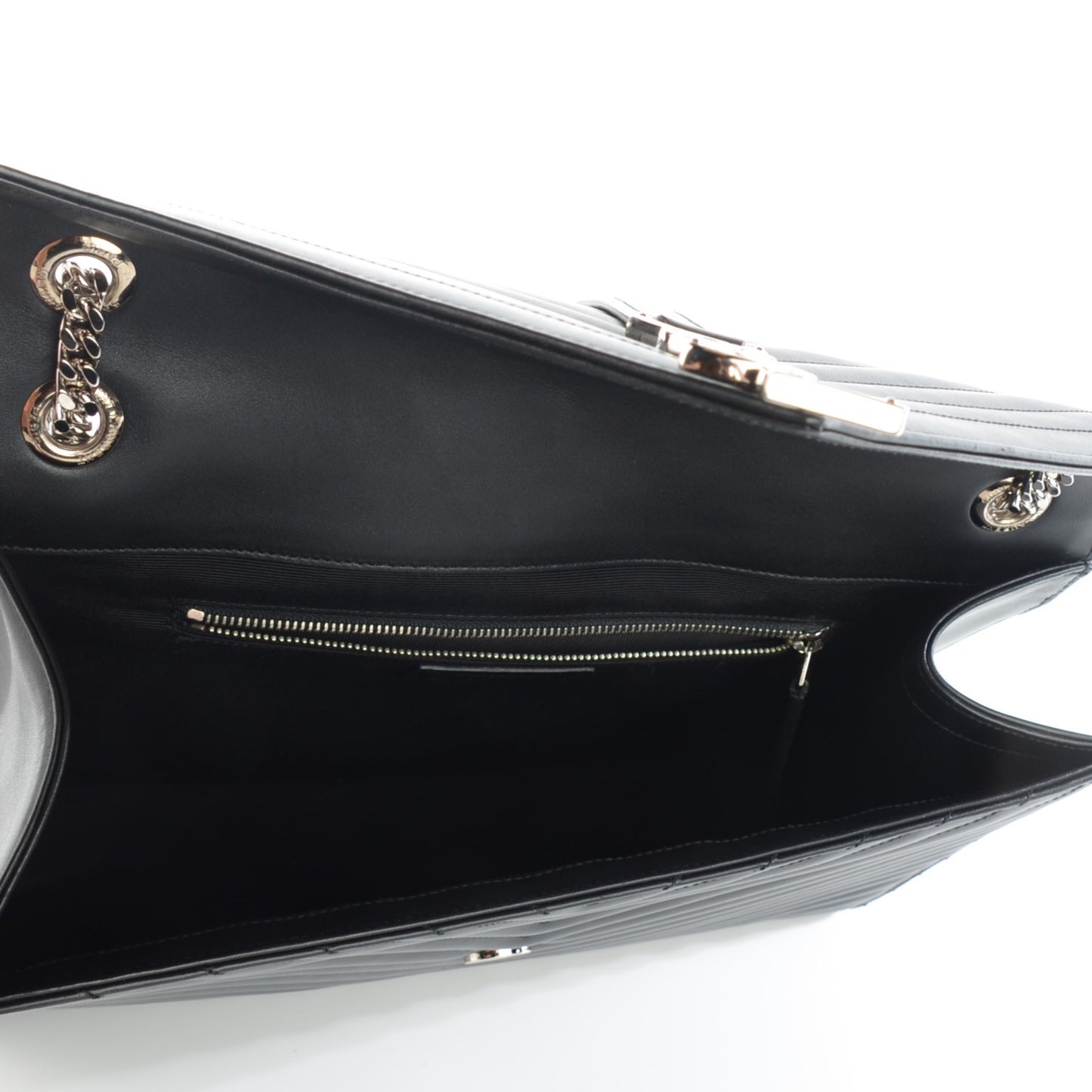 Smooth Calfskin Matelasse Chevron Large Monogram Satchel Black