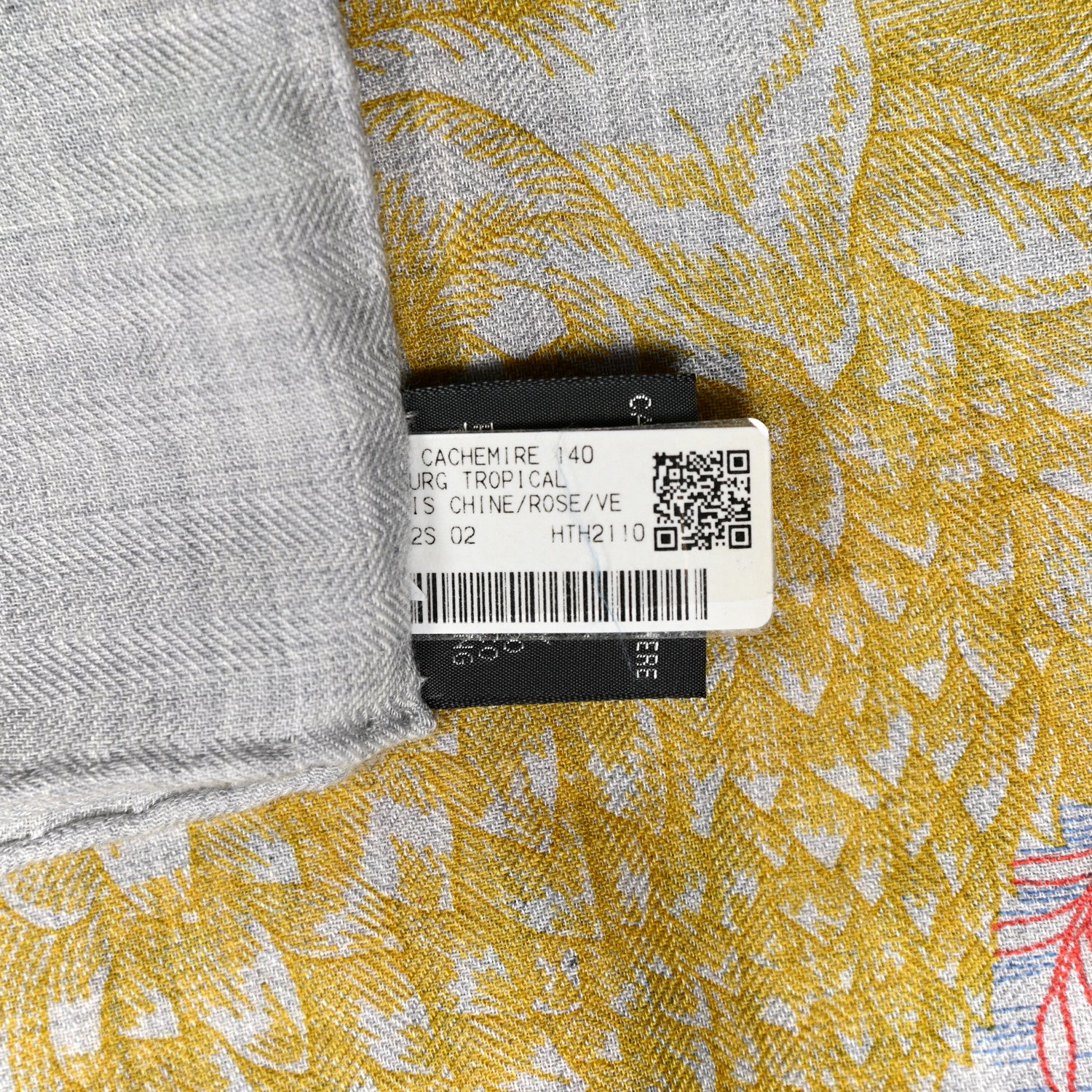 Hermes Cashmere Silk Faubourg Tropical Shawl 140 Gris Chine Rose 4 of 8