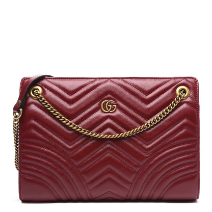 Gucci Azalea Calfskin Matelasse Heart Medium GG Marmont Slim Shoulder Bag Romantic Cerise 1 of 11
