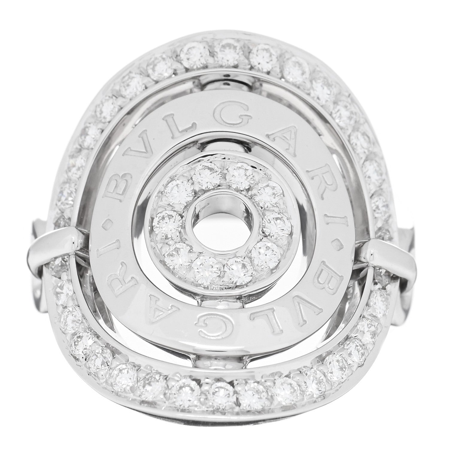 Bulgari 18K White Gold Diamond Astrale Oval Ring 51 5.75 1 of 4