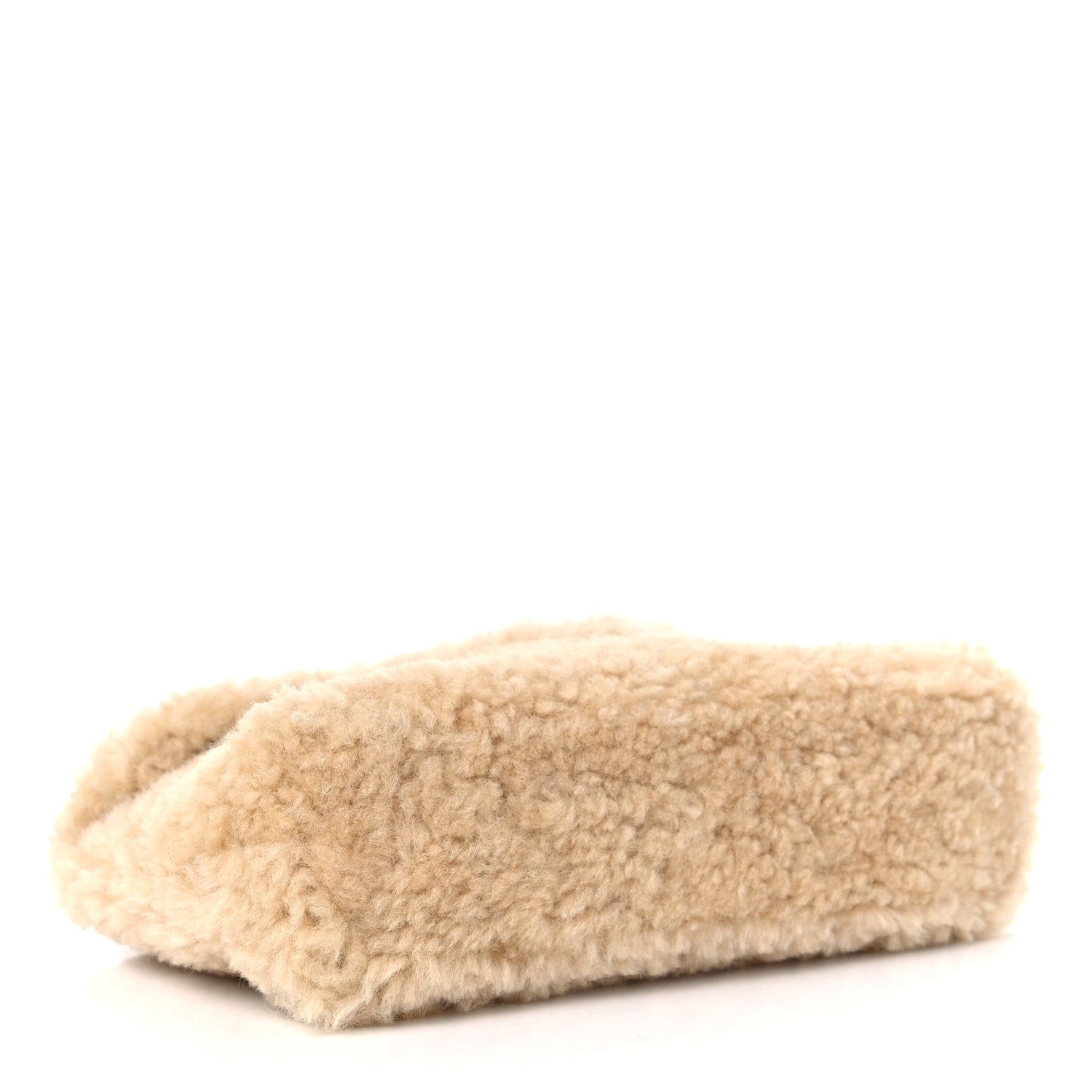 Saint Laurent Shearling Quilted Monogram Loulou Puffer Pouch Clutch Natural Beige Brick 5 of 10