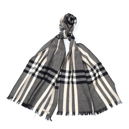 Burberry Silk Wool Giant Check Scarf Charcoal 1 of 5