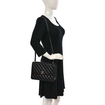 Chanel Lambskin Quilted Single Flap Shoulder Bag Black 2 of 12