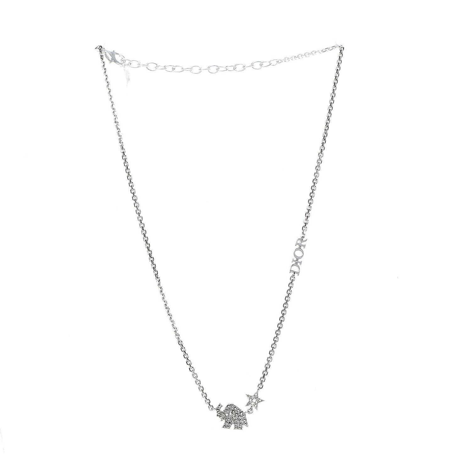 Crystal Star Elephant Necklace Silver