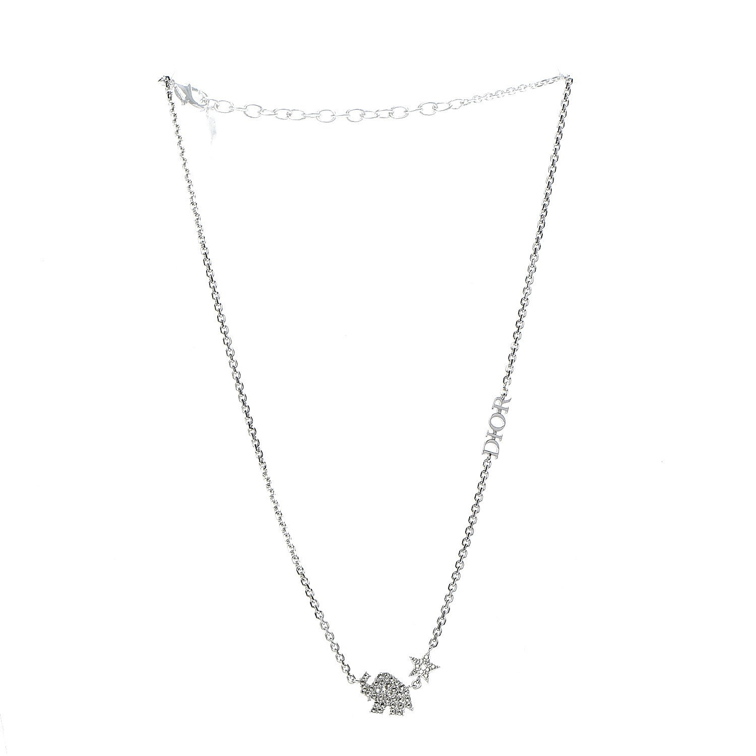 Christian Dior Crystal Star Elephant Necklace Silver 2 of 6