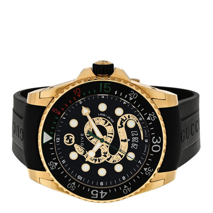 Gucci Stainless Steel Rubber 45mm Dive Snake Quartz Watch Black 2 of 5