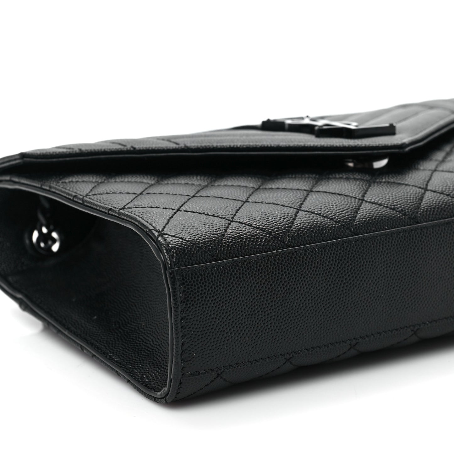 Grain De Poudre Textured Mixed Matelasse Triquilt Medium Monogram Satchel Black