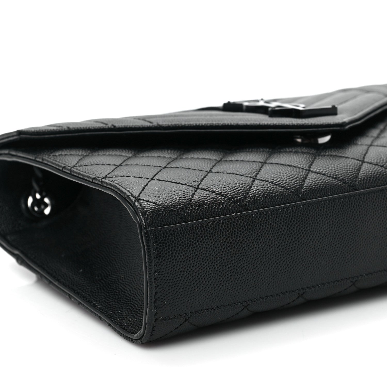 Saint Laurent Grain De Poudre Textured Mixed Matelasse Triquilt Medium Monogram Satchel Black 7 of 8