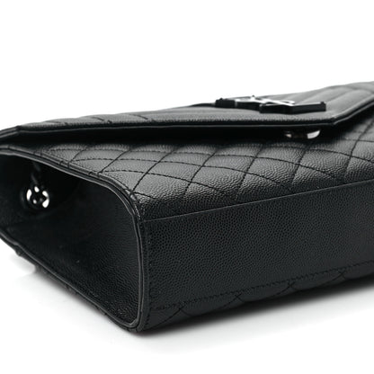 Saint Laurent Grain De Poudre Textured Mixed Matelasse Triquilt Medium Monogram Satchel Black 7 of 8