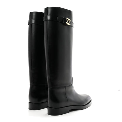 Chanel Calfskin CC Buckle High Boots 42 Black 4 of 8