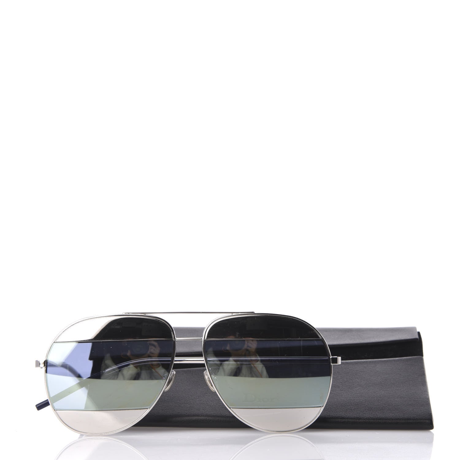 Christian Dior Metal Split 1 Aviator Sunglasses Silver Blue 7 of 7