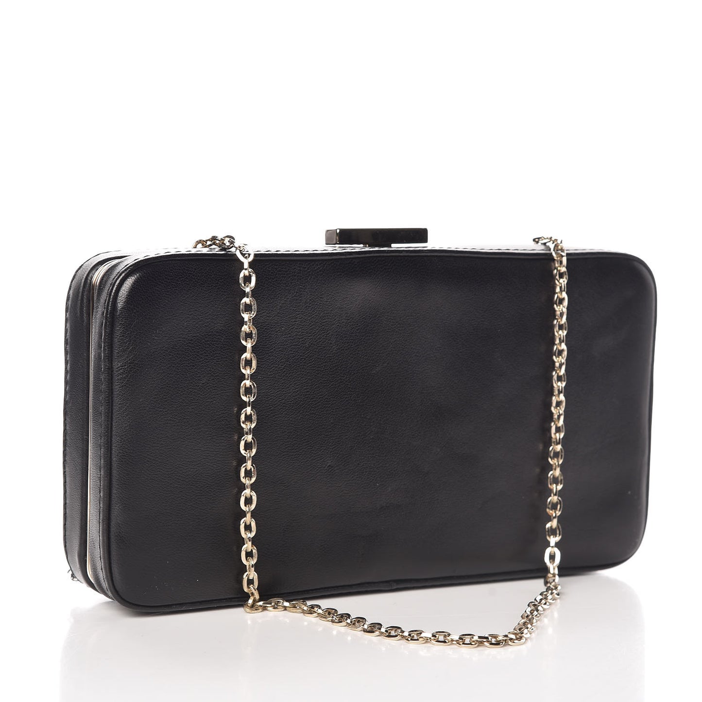 Nappa Crystal Embellished Secrets Minaudiere Clutch Black