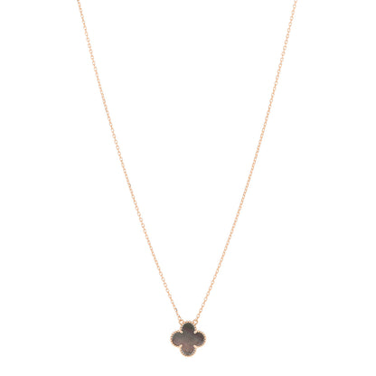 Van Cleef & Arpels 18K Rose Gold Gray Mother of Pearl Vintage Alhambra Pendant Necklace 1 of 5