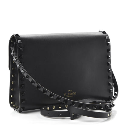 Valentino Garavani Vitello Monochrome Medium Rockstud Flip Lock Crossbody Bag Black 3 of 9