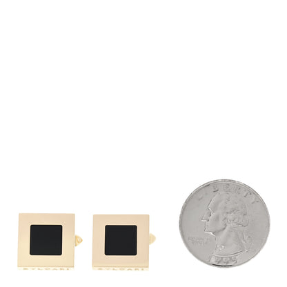 Bulgari 18K Yellow Gold Black Onyx Square Cufflinks 2 of 4