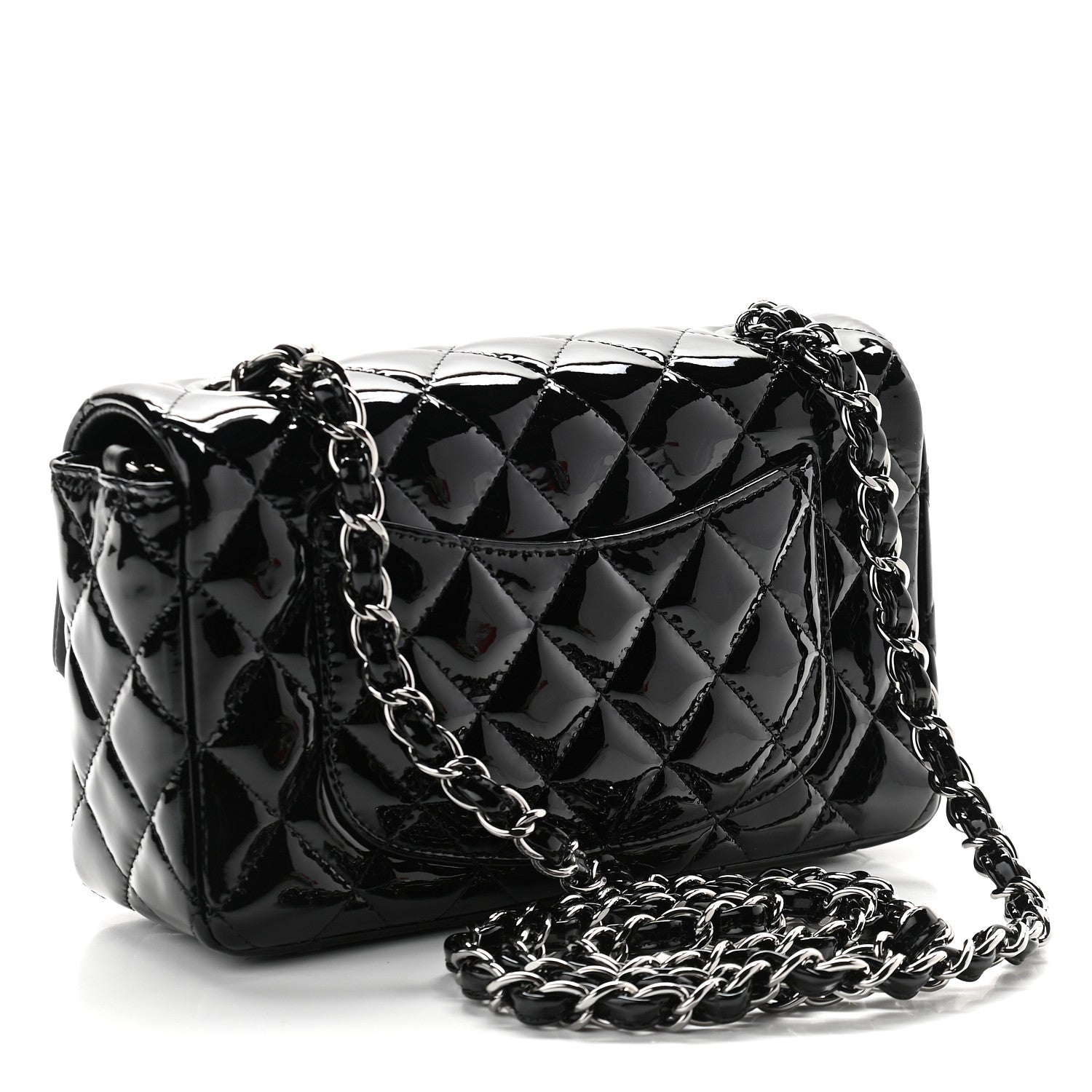 Chanel Patent Calfskin Quilted Mini Rectangular Flap Black 2 of 8