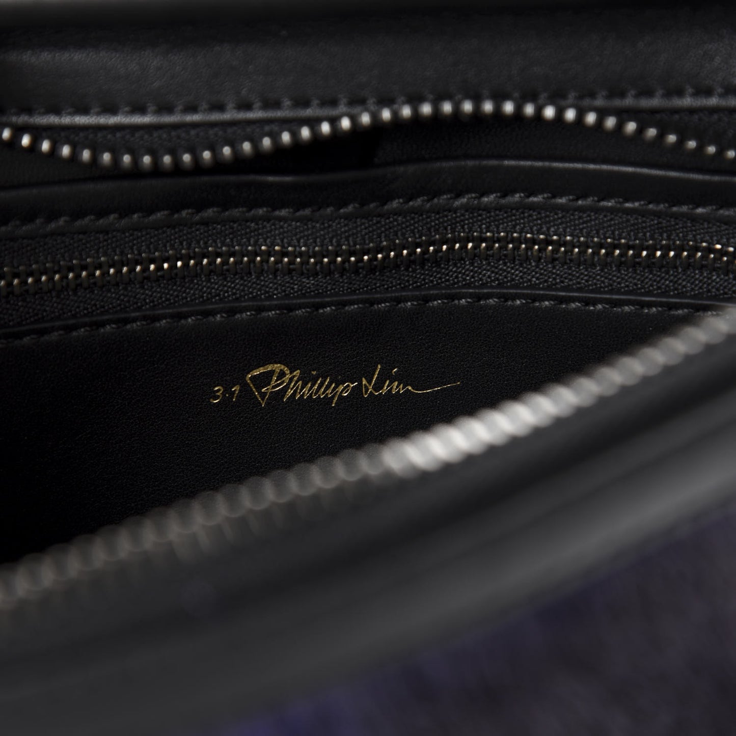 3.1 Goat Fur Calfskin Ryder Satchel Purple Black