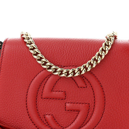 Gucci Pebbled Calfskin Small Soho Flap Crossbody Red 8 of 10