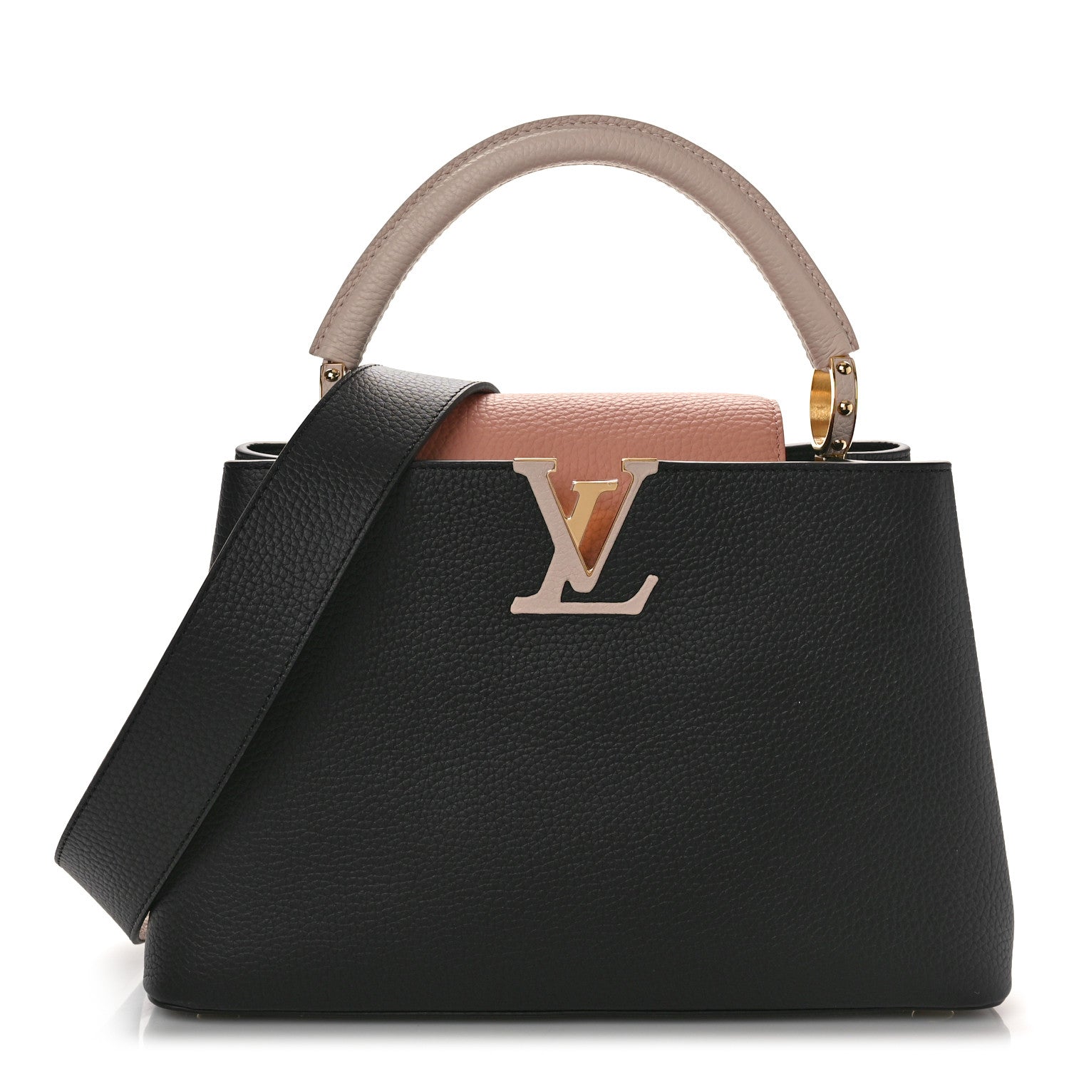 Louis Vuitton Taurillon Capucines MM Black Rose Trianon Pink Coquille Beige 1 of 9