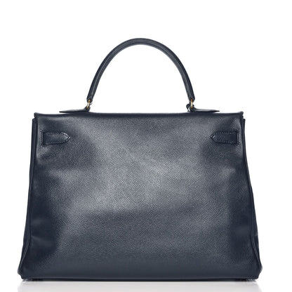 Hermes Courchevel Kelly Retourne 35 Bleu Marine 3 of 28