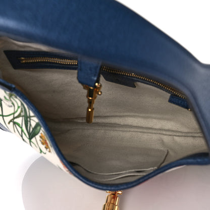 Gucci Canvas Flora Medium Jackie Hobo Blue Agata 5 of 13