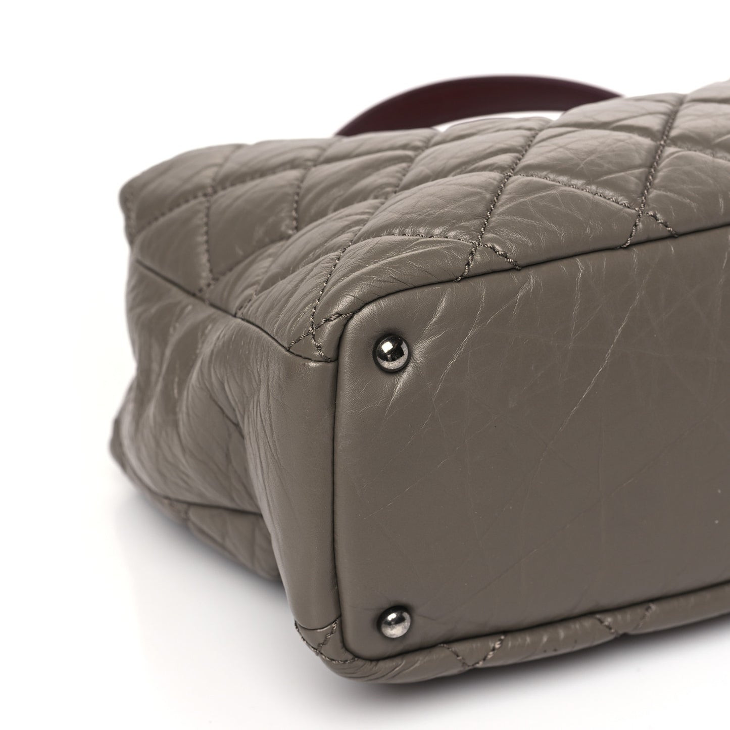 Aged Calfskin Large Quilted Portobello Tote Grey