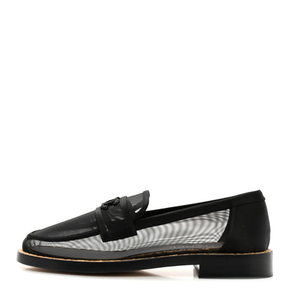 Chanel Mesh Satin CC Loafers 38 Black 1 of 6