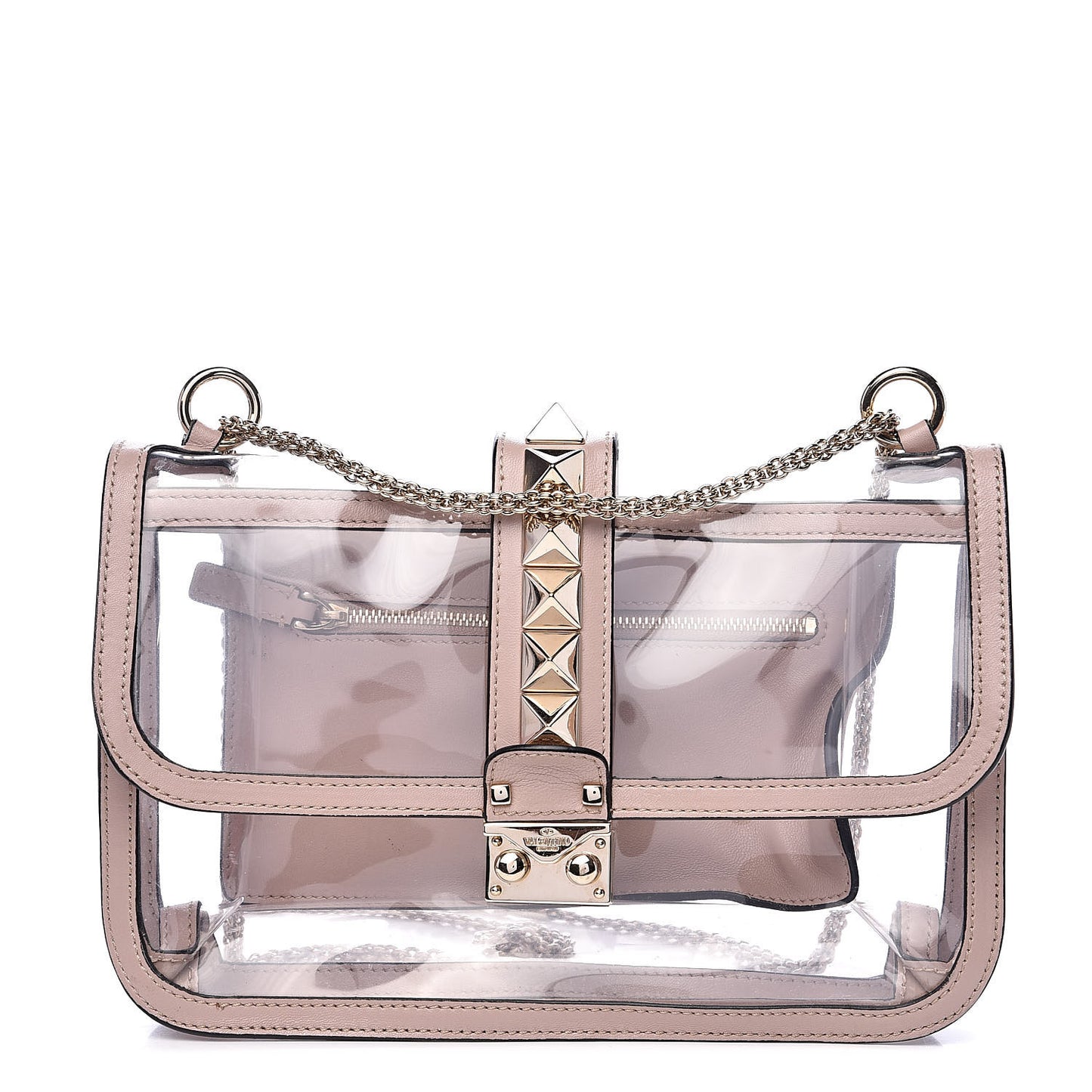 PVC Nappa Naked Medium Glam Lock Rockstud Flap Poudre