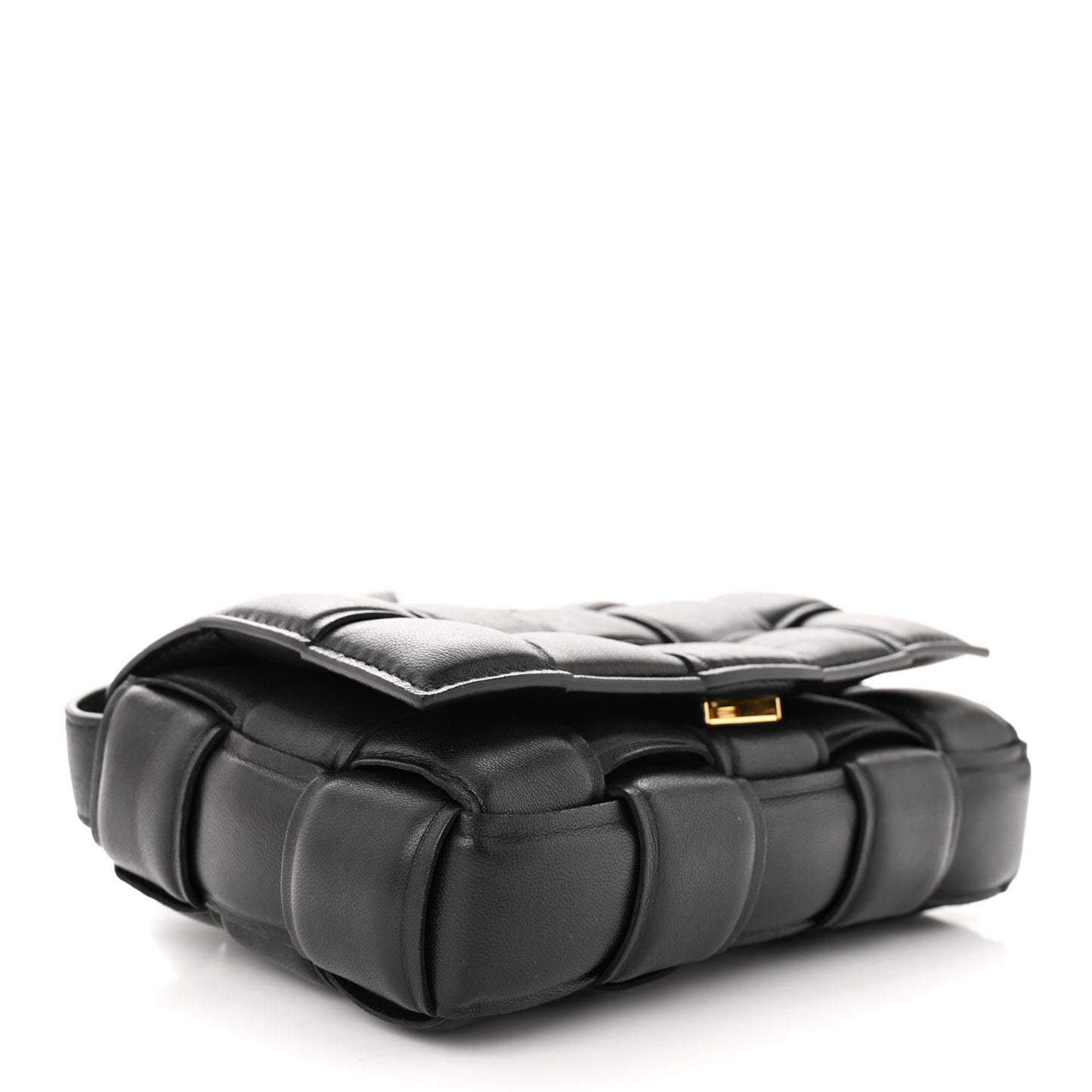 Nappa Maxi Intreccio Small Padded Cassette Crossbody Bag Black