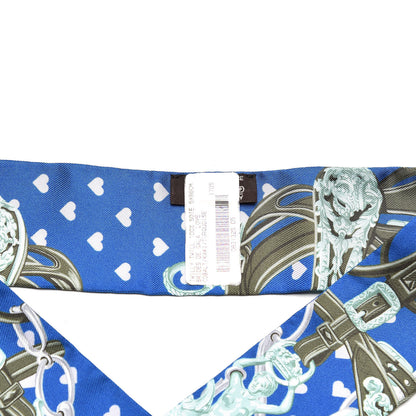 Hermes Silk Brides De Gala Love Twilly Cobalt Kaki Turquoise 3 of 5