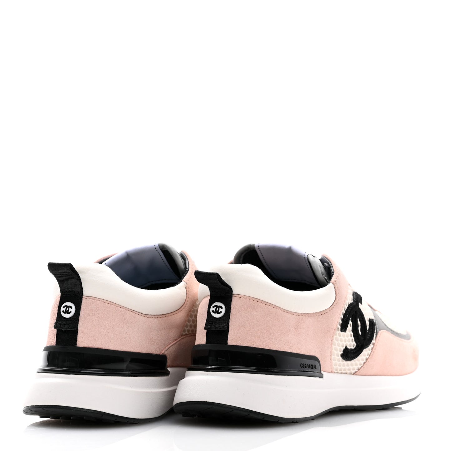 Calfskin Fabric Sneakers 40.5 White Silver Fluo Pink