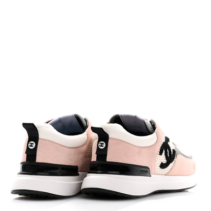 Chanel Calfskin Fabric Sneakers 40.5 White Silver Fluo Pink 4 of 8