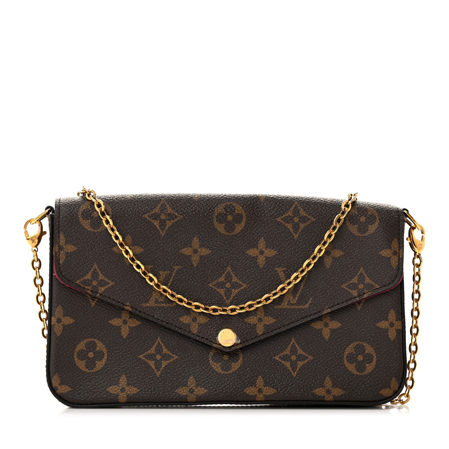 Louis Vuitton Monogram Pochette Felicie Chain Wallet Fuchsia 1 of 11