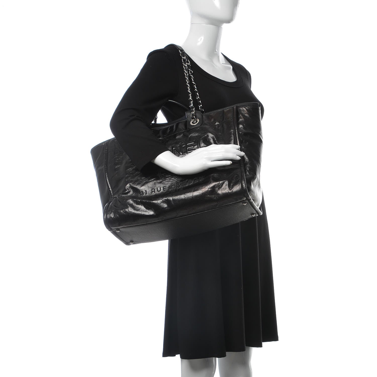 Chanel Glazed Calfskin Large Deauville Tote Black 3 of 6