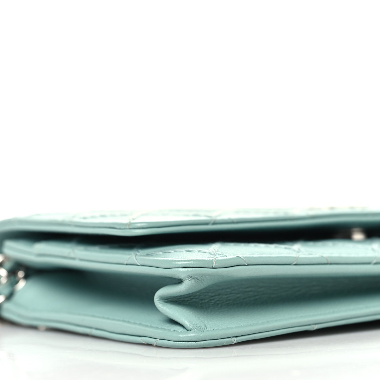 Chanel Calfskin Whipstitch Wallet On Chain WOC Green 10 of 11